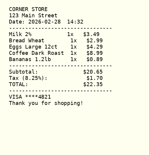 Grocery Receipt