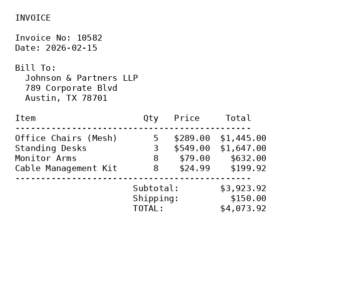 Products Invoice