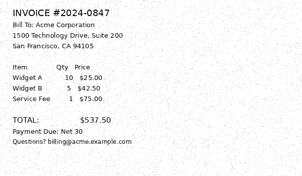 Invoice · Samples are in English.