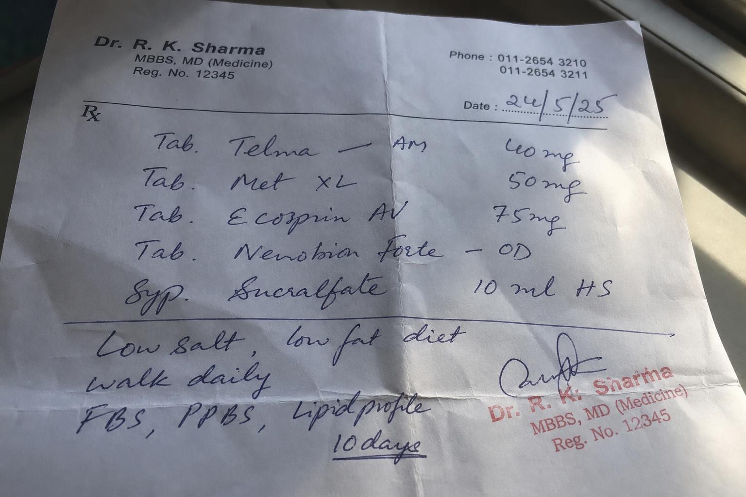 dense handwritten medical prescription