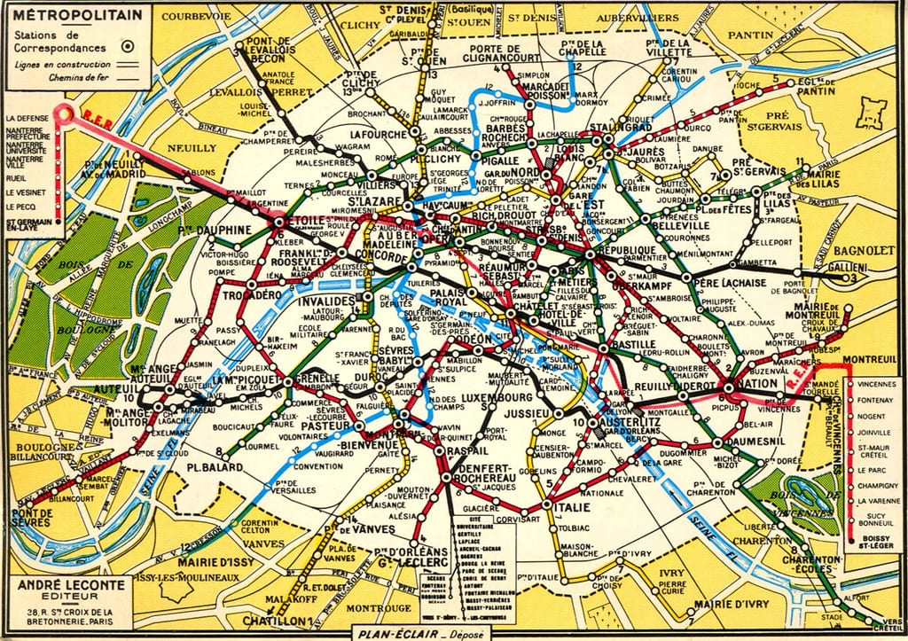 printed subway station map