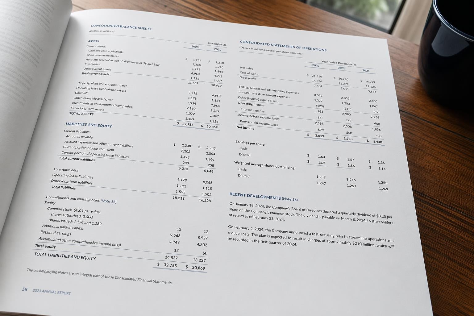 dense financial annual report page