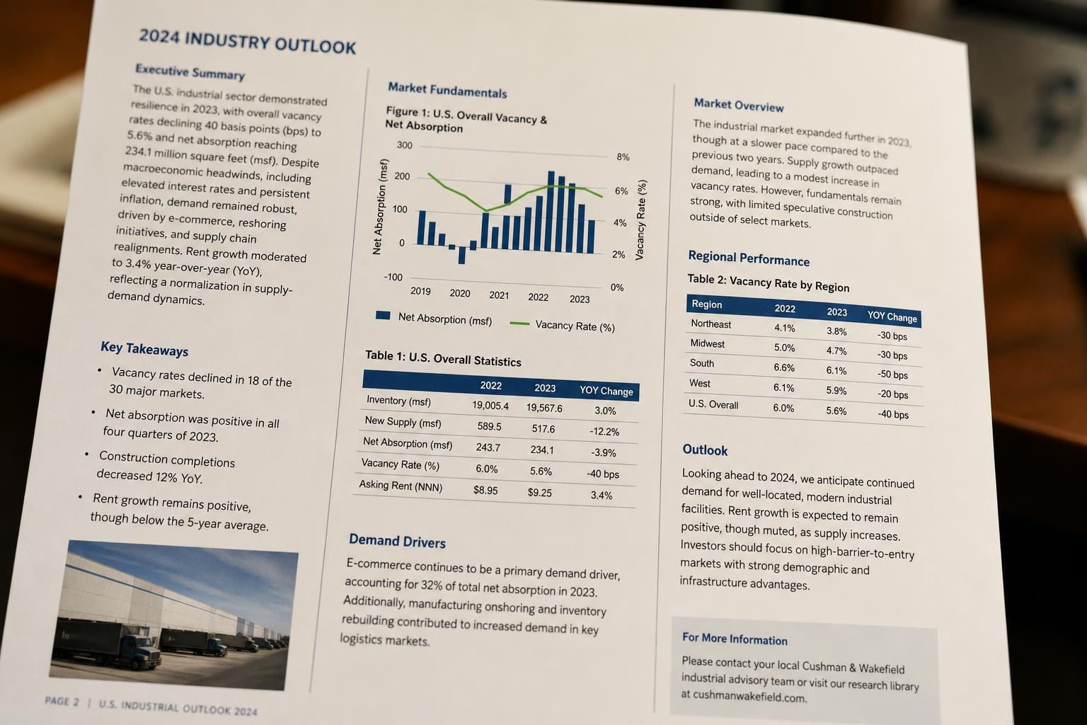 multi-column printed report page