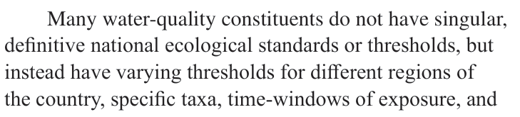 Original paragraph below the Ecological and Aquatic-Life Thresholds heading